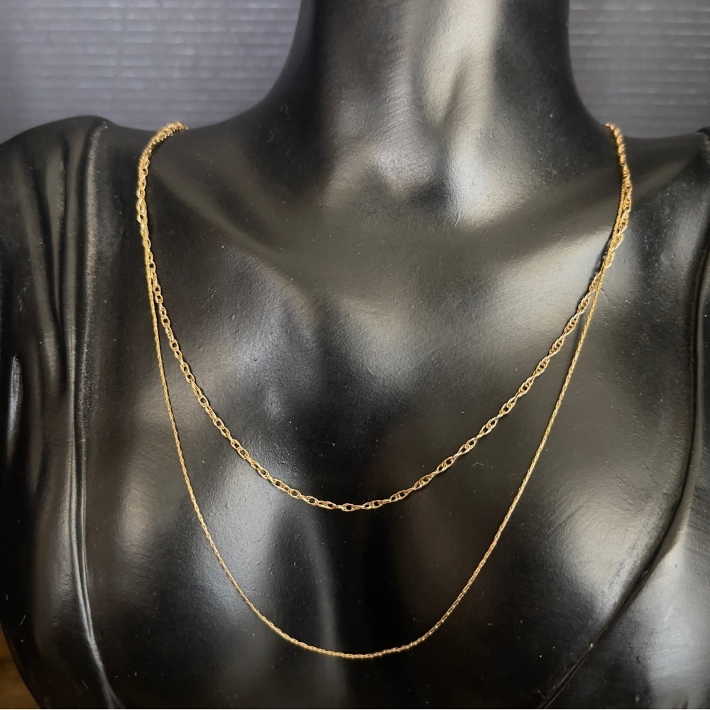 14k gold filled gold tone two layer chain necklace